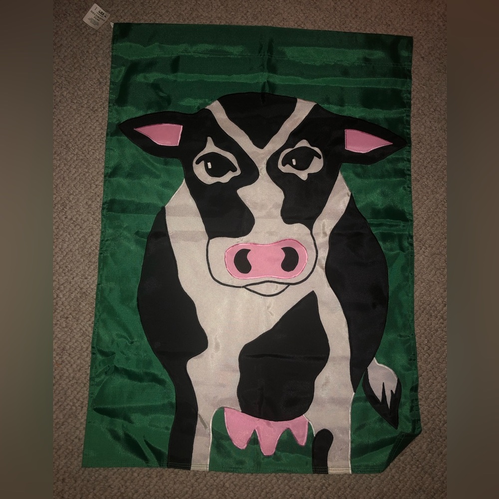 Vintage handmade decorative flag cow design